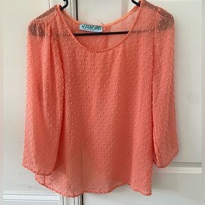 Coral See Through Blouse